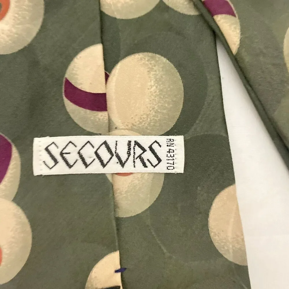 #5666 Secours Olive green Pool Billards Balls Novelty Necktie, Tie 57X3.5